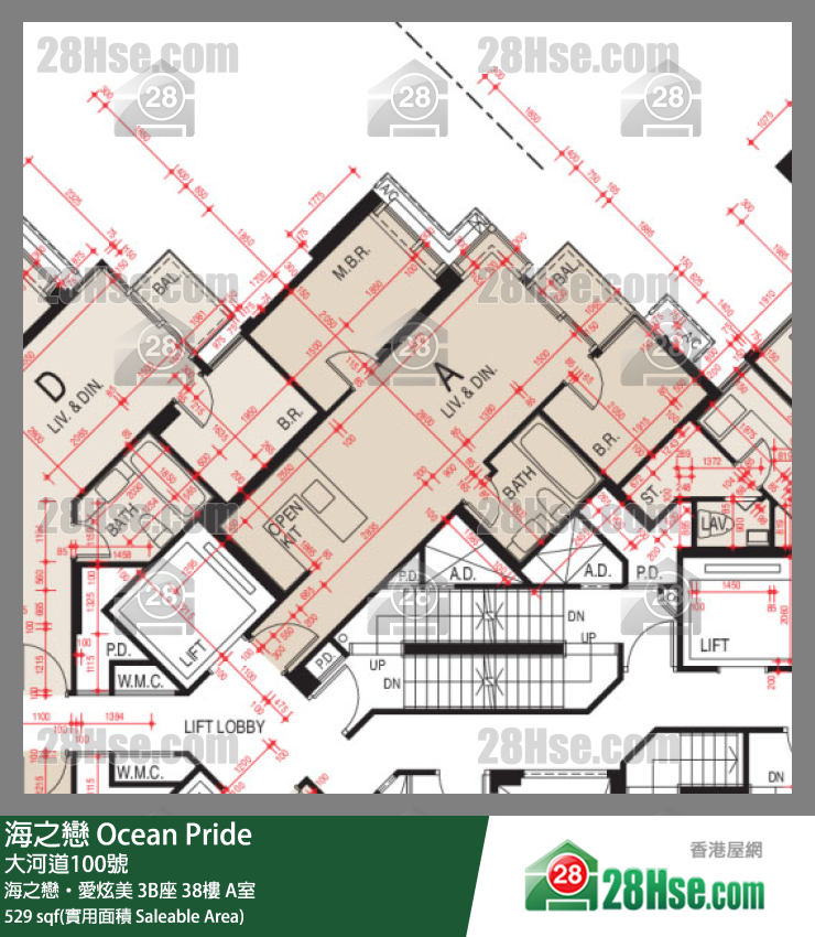 海之恋 海之恋‧爱炫美3B座38楼 A室 平面图
