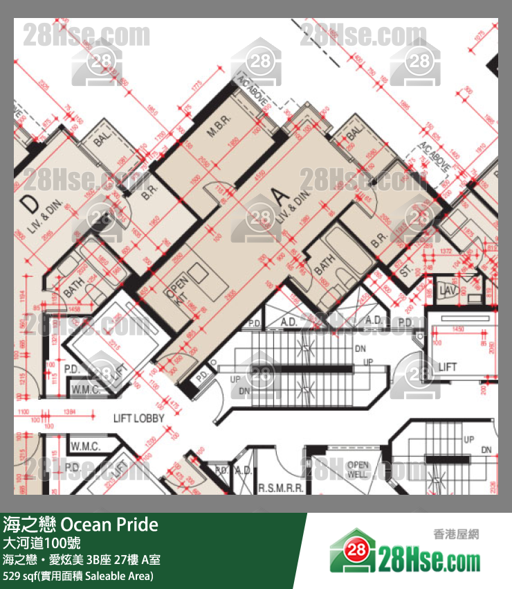海之戀 海之戀‧愛炫美 3B座 27樓 A室 平面圖