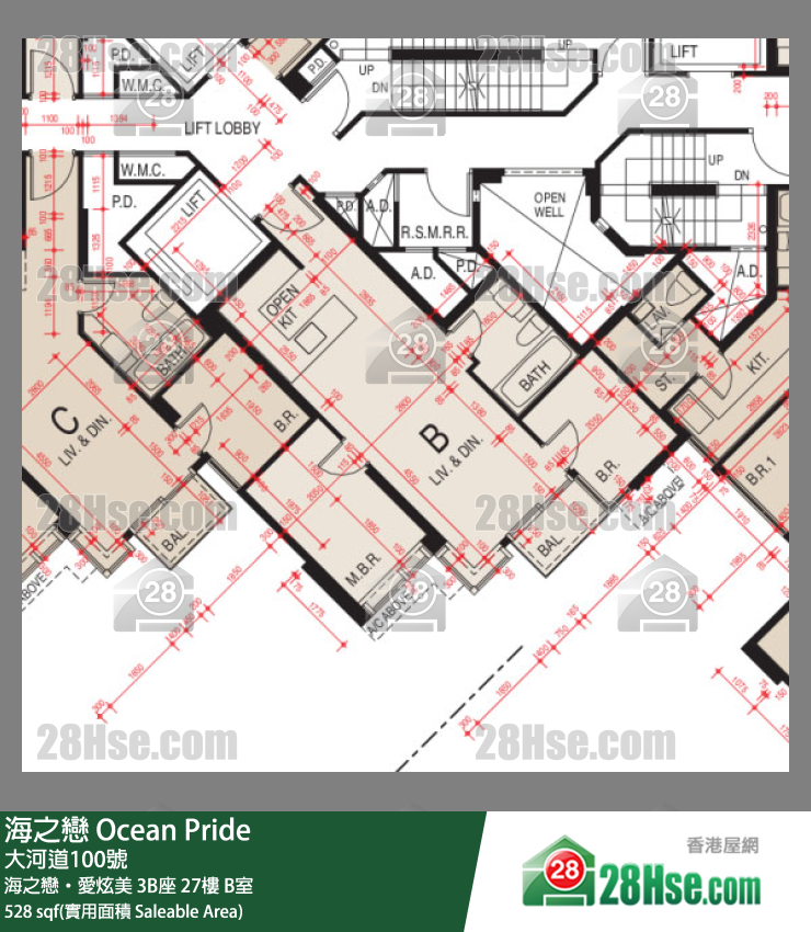 海之戀 海之戀‧愛炫美3B座27樓 B室 平面圖