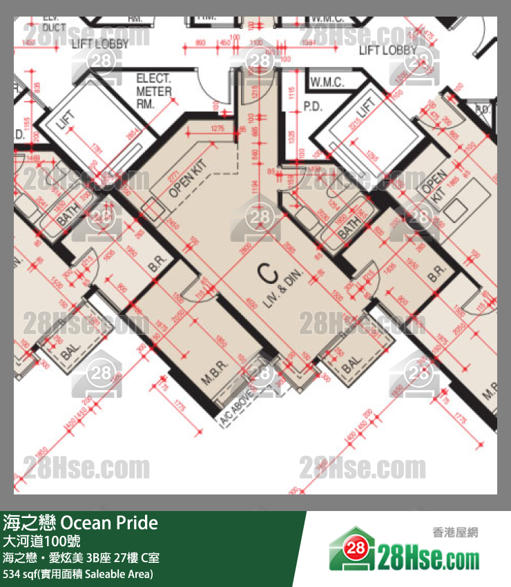 海之戀 海之戀‧愛炫美3B座27樓 C室 平面圖