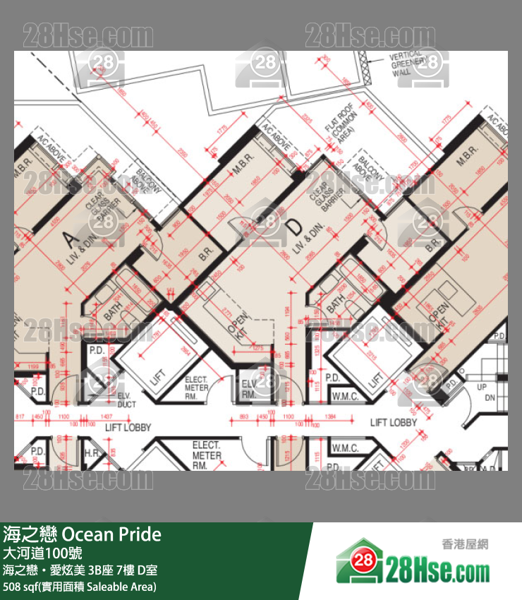 海之戀 海之戀‧愛炫美 3B座 7樓 D室 平面圖