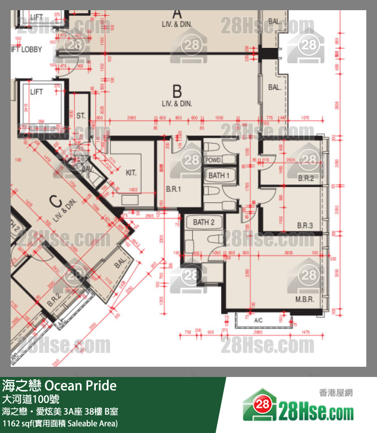 海之戀 海之戀‧愛炫美3A座38樓 B室 平面圖