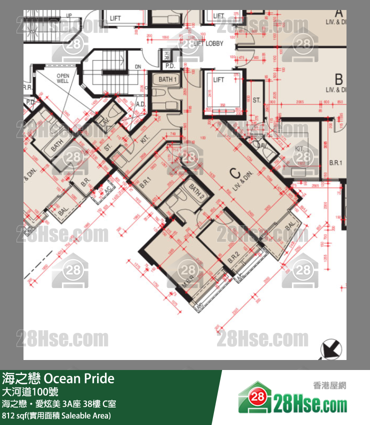 海之戀 海之戀‧愛炫美3A座38樓 C室 平面圖