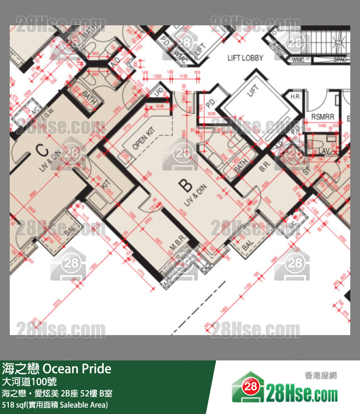 海之戀 海之戀‧愛炫美2B座52樓 B室 平面圖