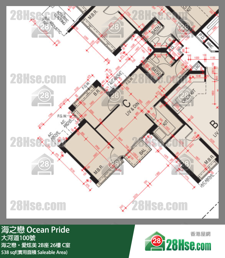 海之恋 海之恋‧爱炫美 2B座 26楼 C室 平面图