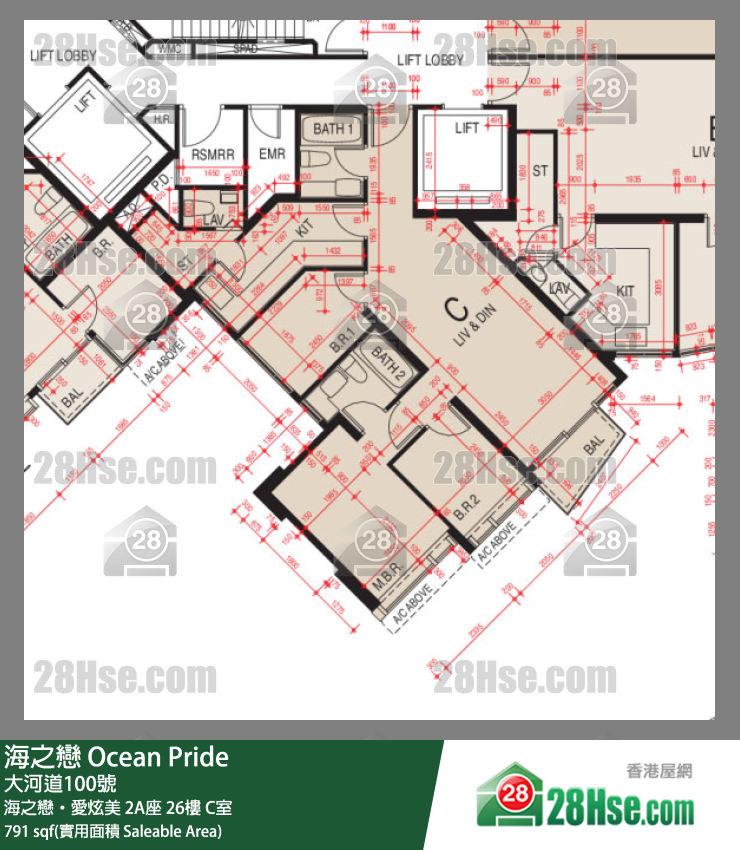 海之戀 海之戀‧愛炫美 2A座 26樓 C室 平面圖