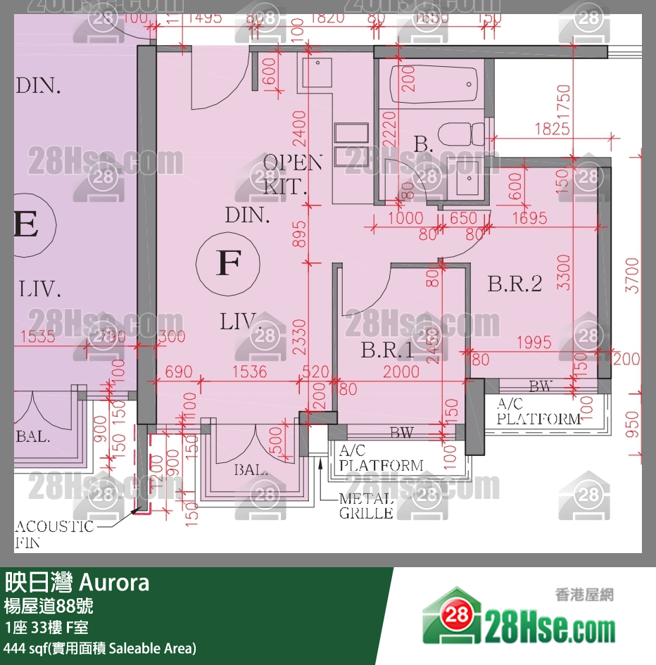 映日灣 1座 33樓 F室 平面圖