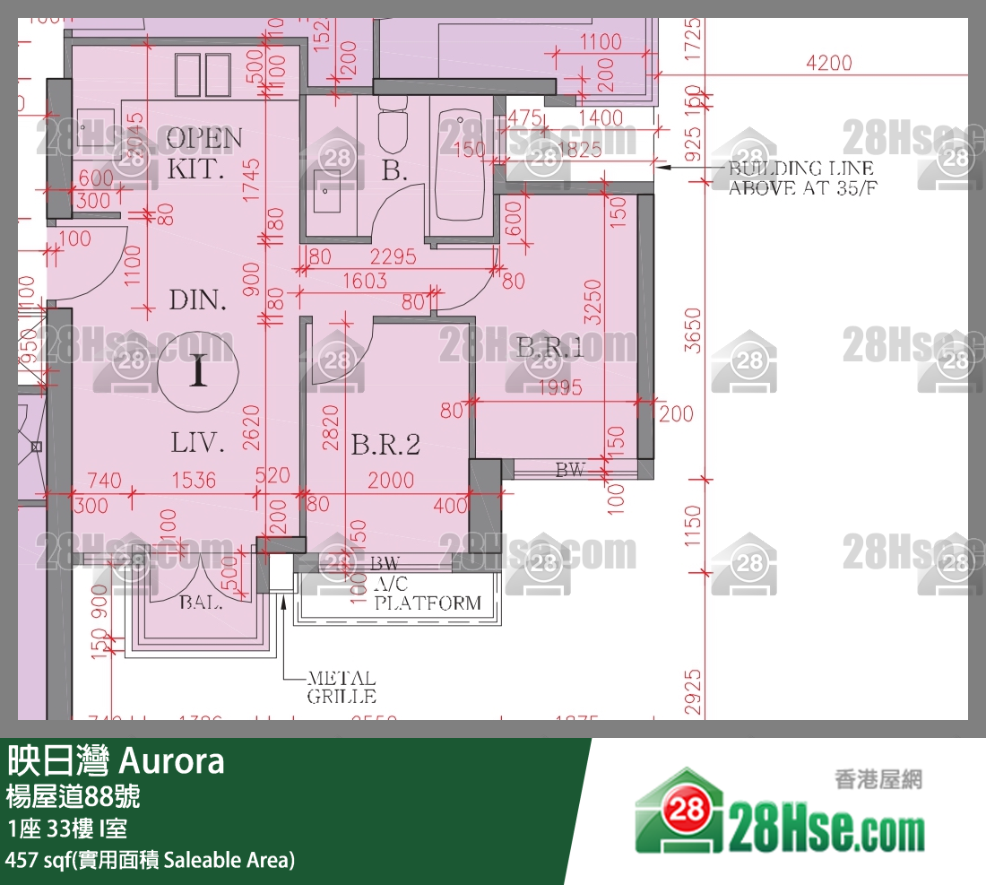 映日湾 1座 33楼 I室 平面图