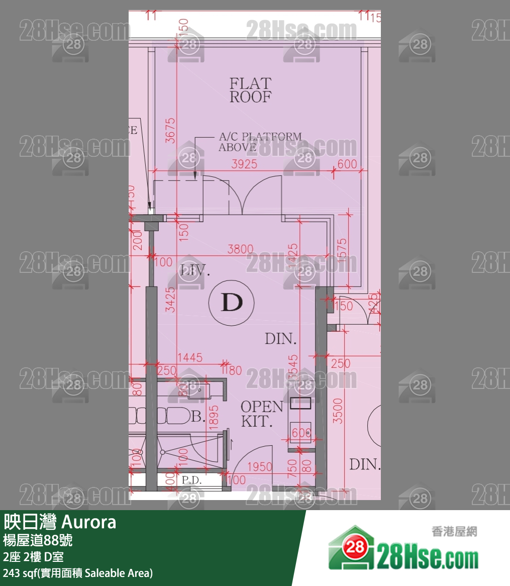 映日灣 2座 2樓 D室 平面圖