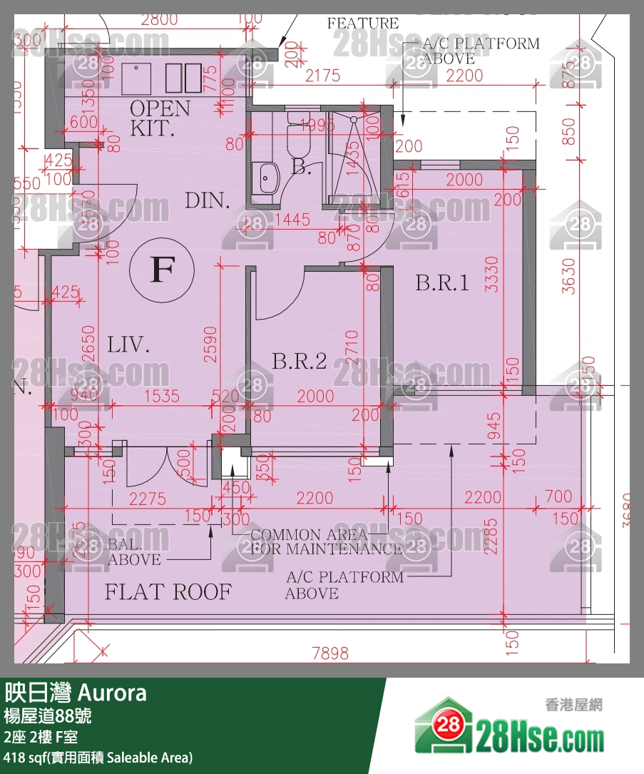 映日灣 2座 2樓 F室 平面圖