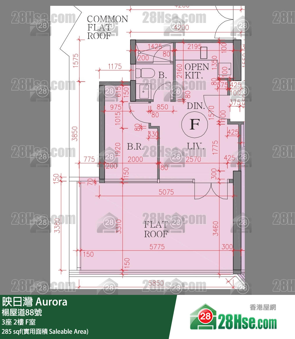 映日灣 3座 2樓 F室 平面圖