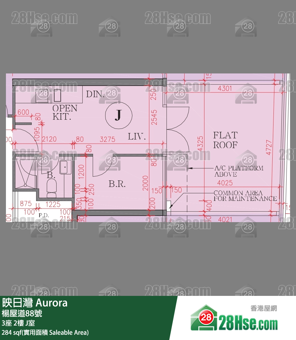 映日灣 3座 2樓 J室 平面圖