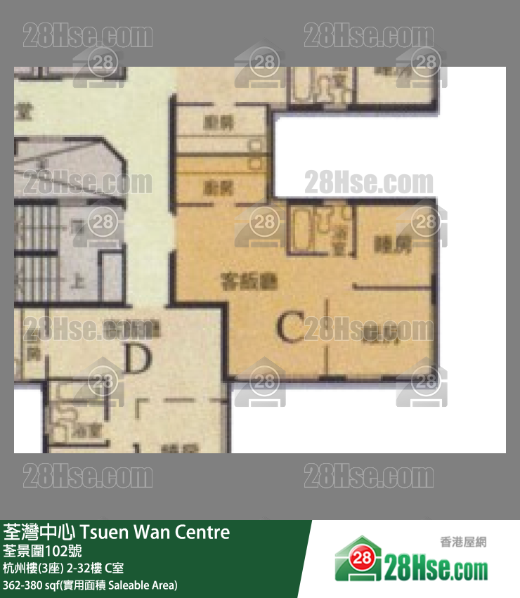 荃灣中心 杭州樓(3座)10樓 C室 平面圖