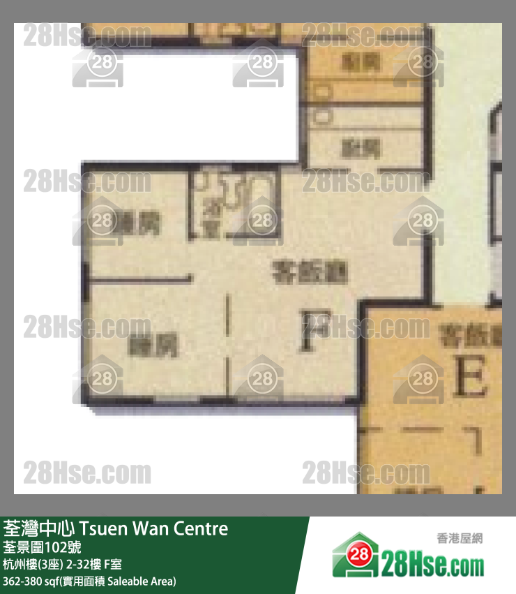 荃灣中心 杭州樓(3座)22樓 F室 平面圖