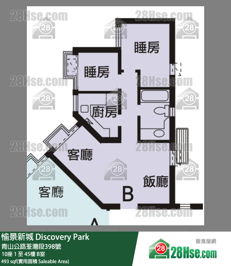 愉景新城 10座 37樓 B室 平面圖