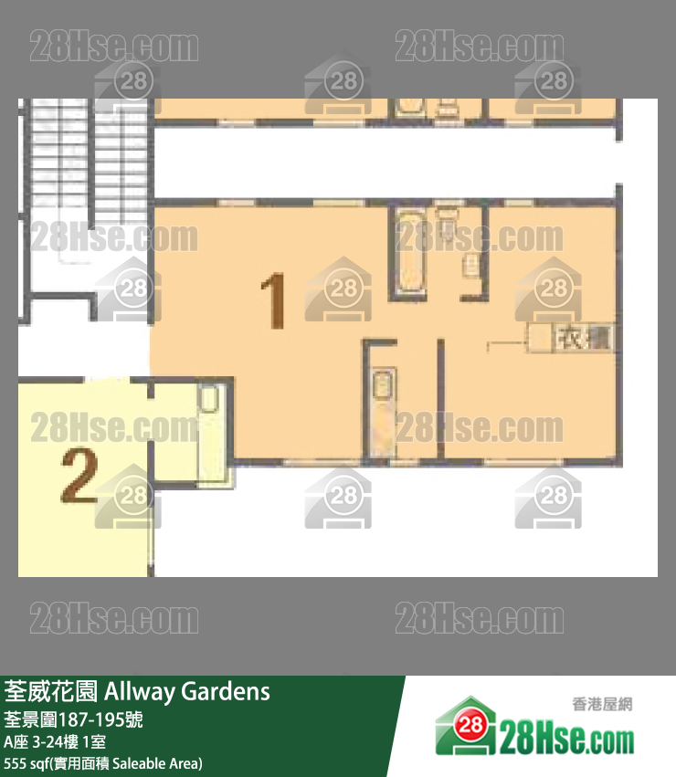 荃威花園 A座4樓 1室 平面圖