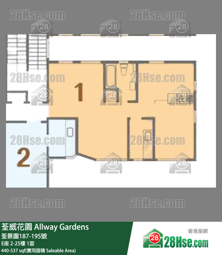 荃威花園 E座11樓 1室 平面圖