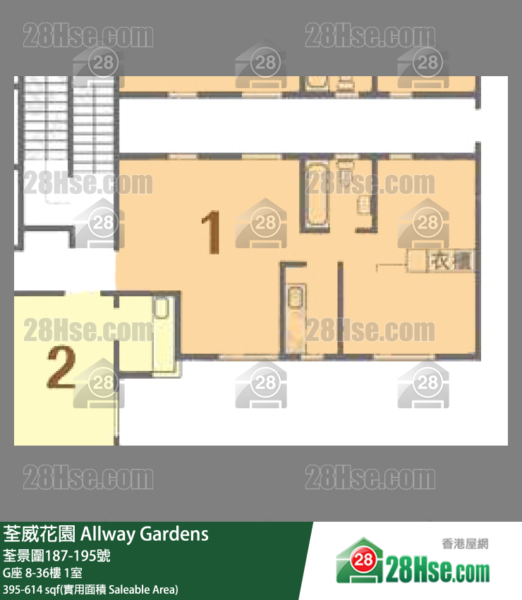 荃威花園 G座18樓 1室 平面圖