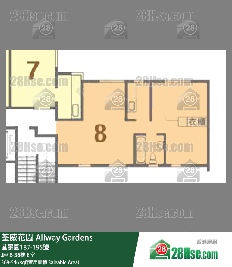 荃威花園 J座27樓 8室 平面圖