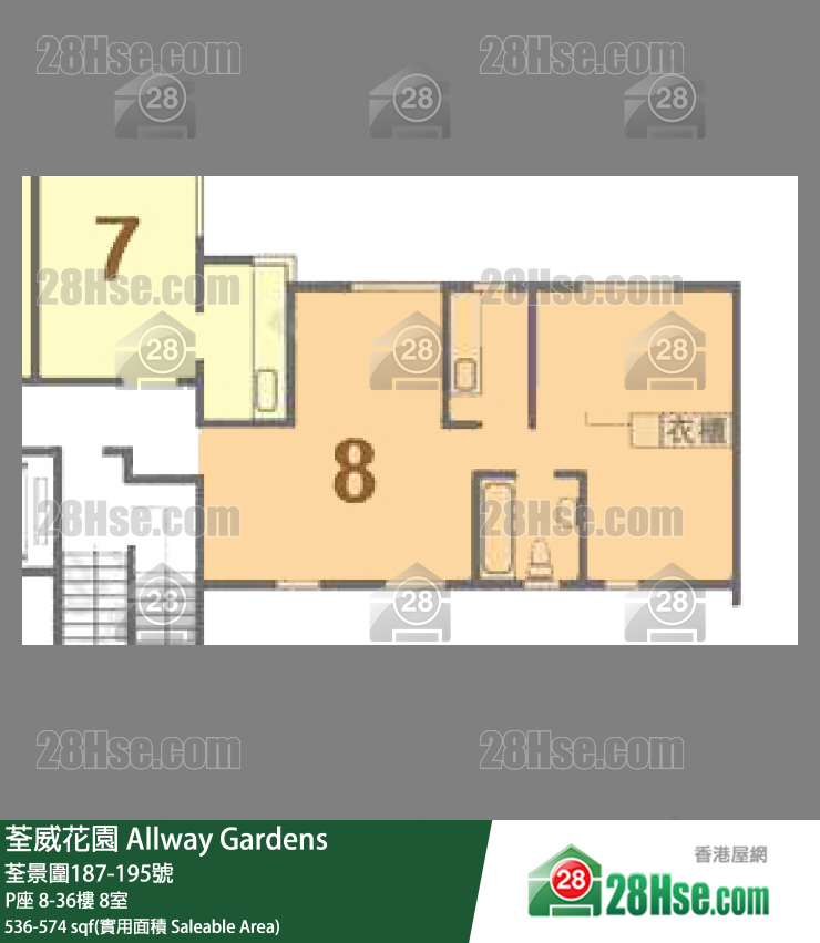 荃威花園 P座 10樓 8室 平面圖
