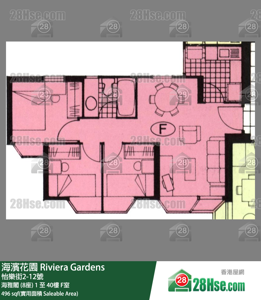 海濱花園 海雅閣 (8座) 18樓 F室 平面圖