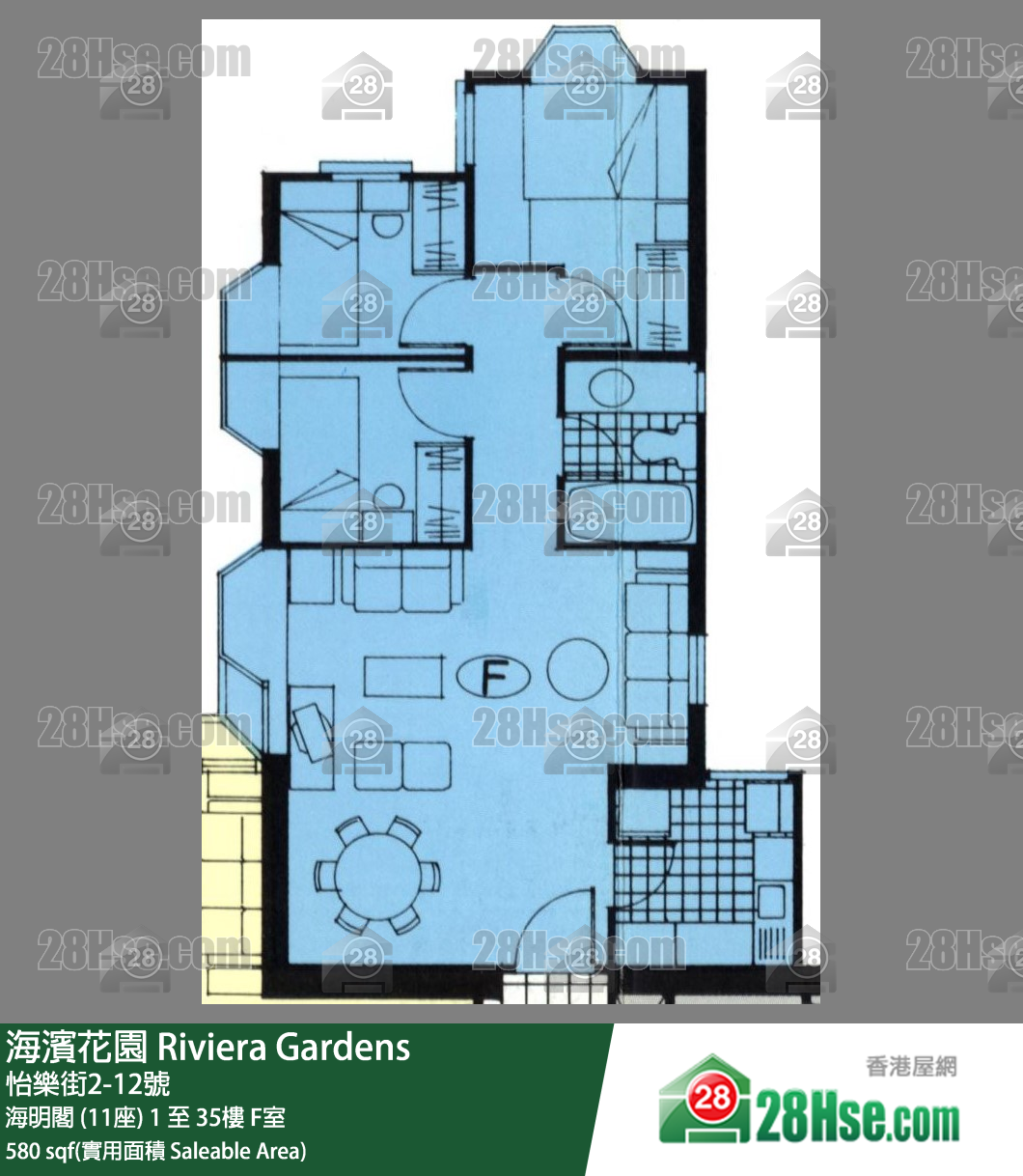 海濱花園 海明閣 (11座)26樓 F室 平面圖