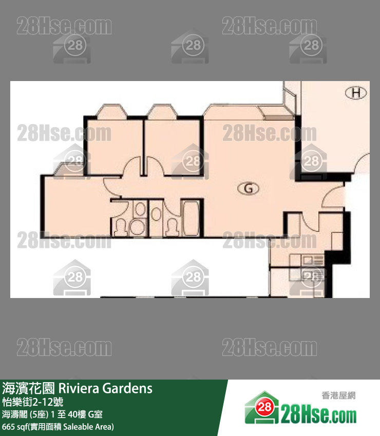 海濱花園 海濤閣 (5座) 34樓 G室 平面圖