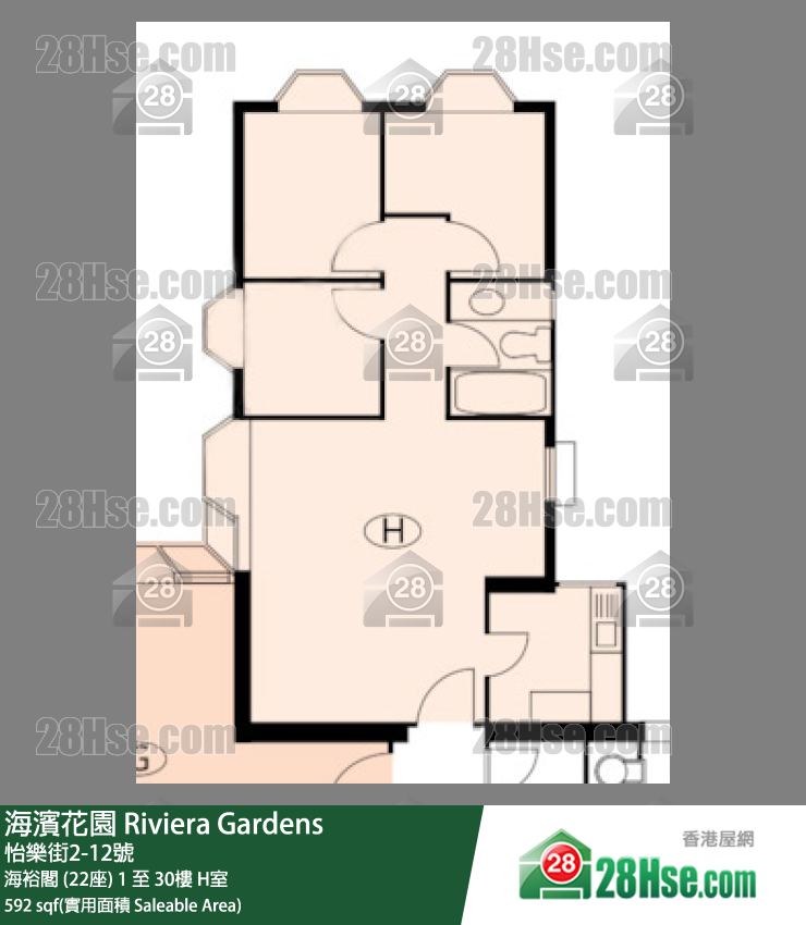 海濱花園 海裕閣 (22座)30樓 H室 平面圖