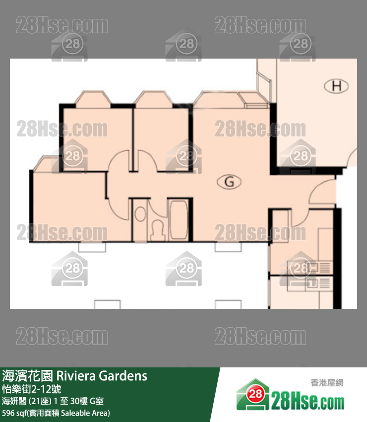 海濱花園 海妍閣 (21座)28樓 G室 平面圖