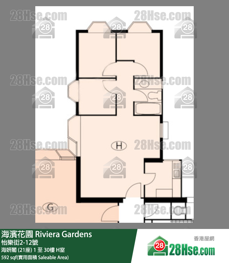 海濱花園 海妍閣 (21座)19樓 H室 平面圖