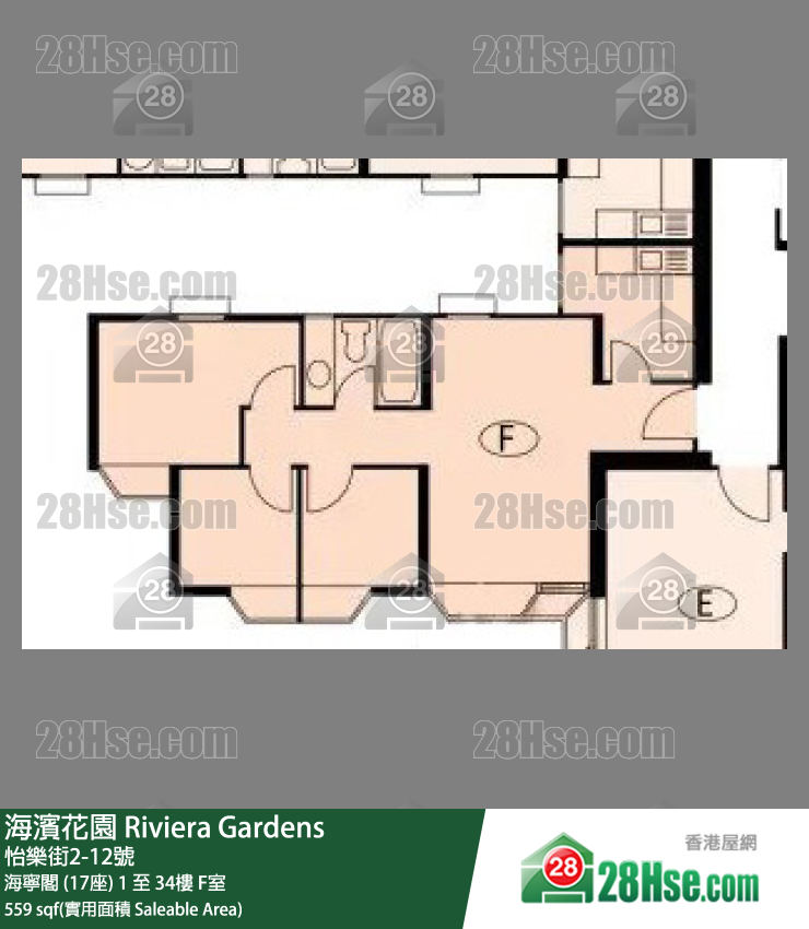 海濱花園 海寧閣 (17座)6樓 F室 平面圖