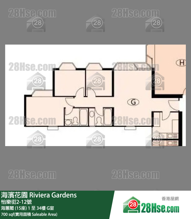 海濱花園 海蕙閣 (15座)22樓 G室 平面圖