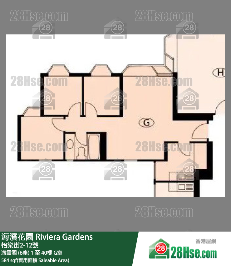 海濱花園 海霞閣 (6座) 2樓 G室 平面圖