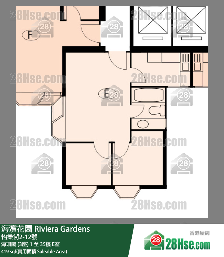 海濱花園 海珊閣 (3座)8樓 E室 平面圖