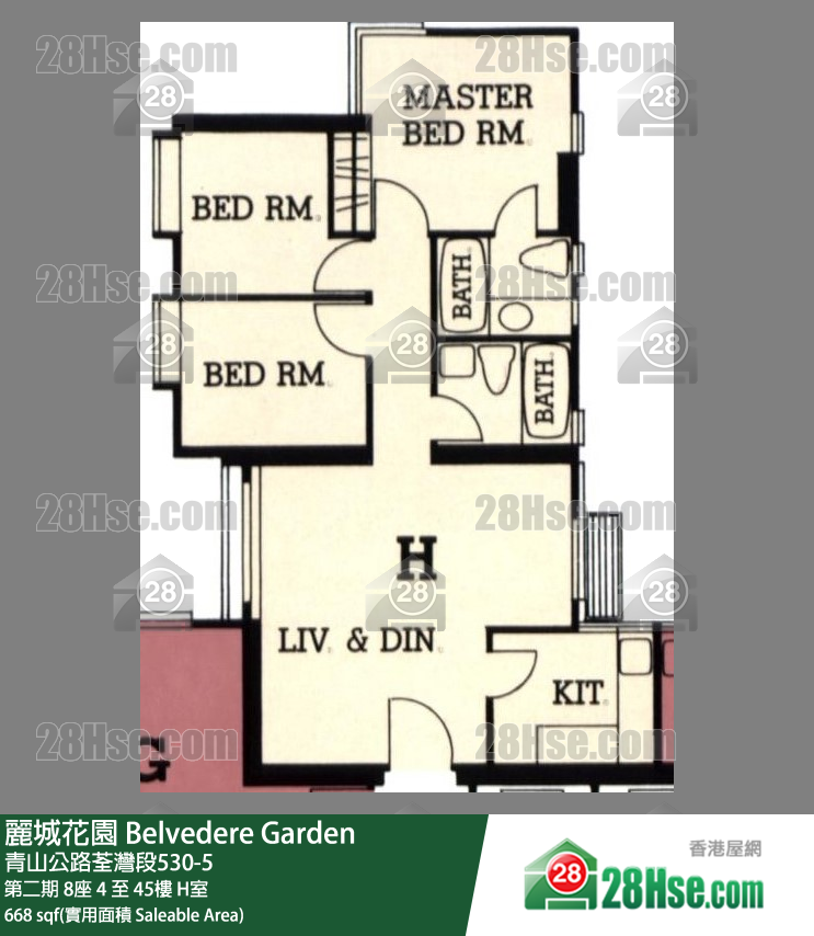 丽城花园 单位平面图(由 28Hse 提供)
