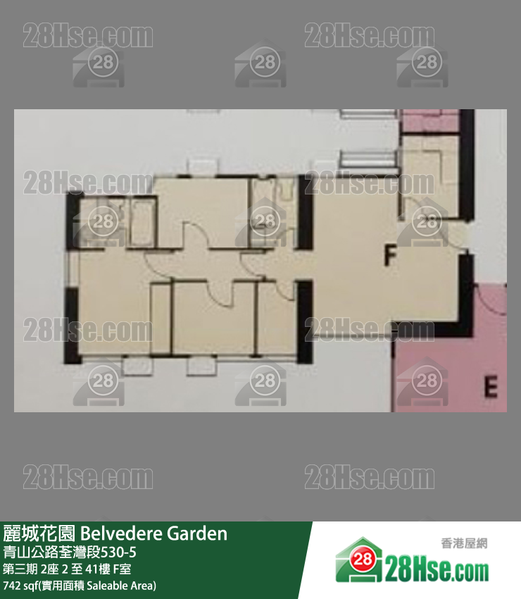 麗城花園 第三期2座34樓 F室 平面圖