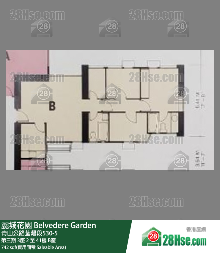 麗城花園 第三期3座11樓 B室 平面圖