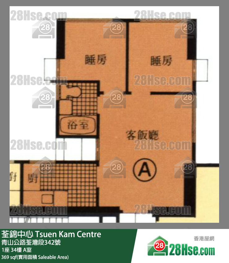 荃錦中心 1座34樓 A室 平面圖