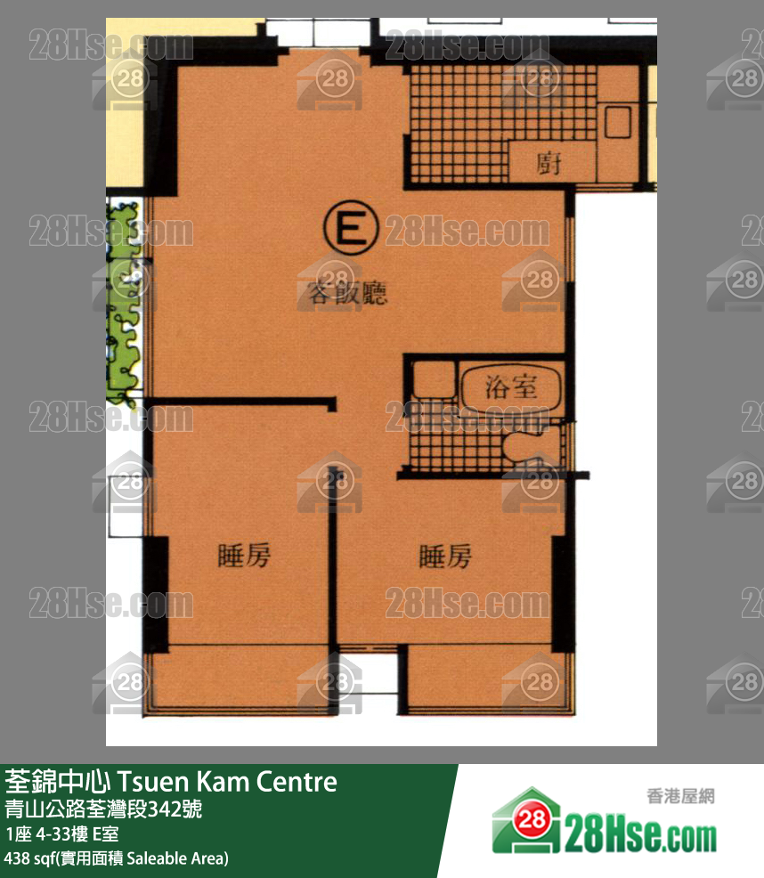 荃錦中心 1座24樓 E室 平面圖