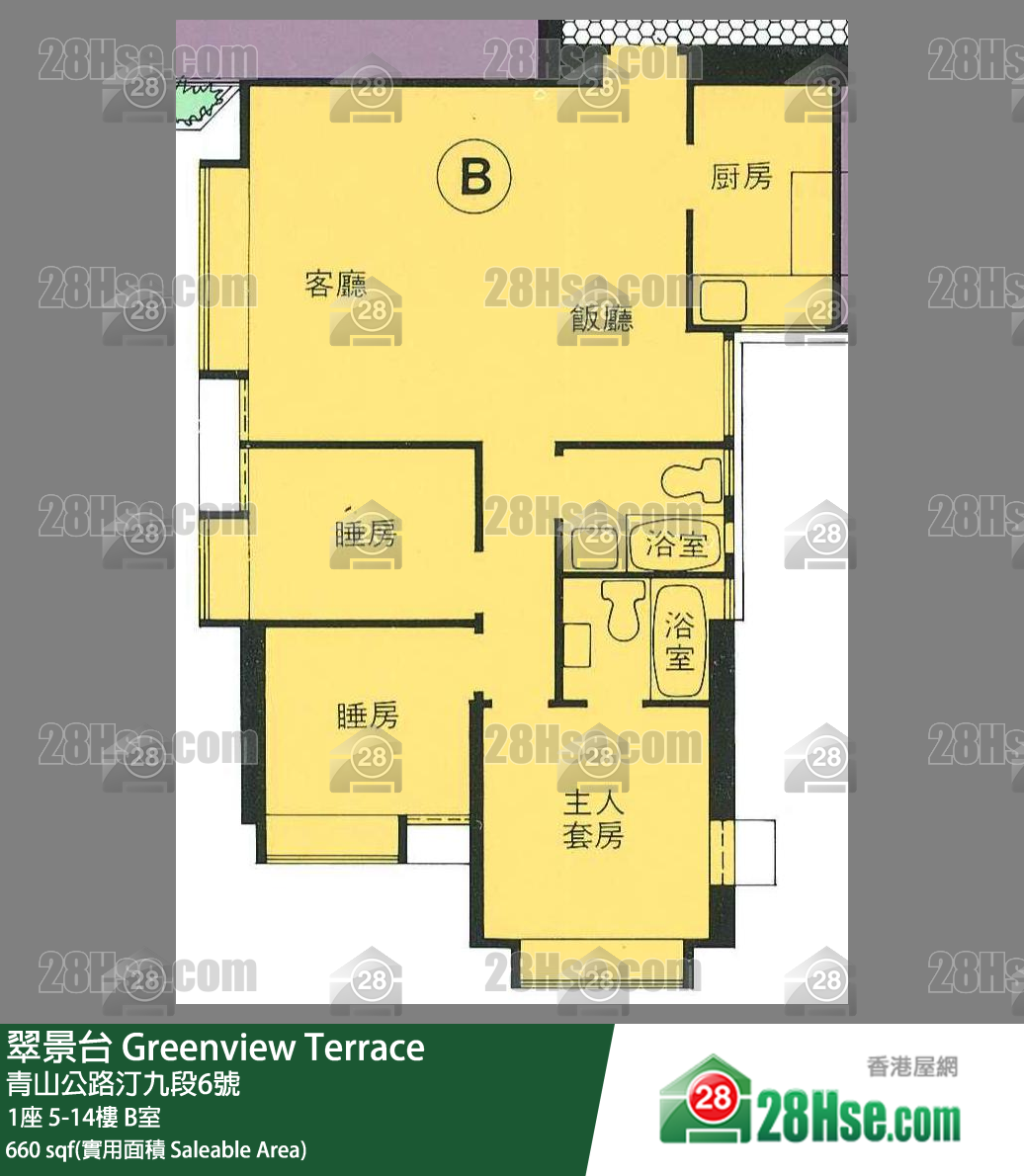 翠景台 1座 13楼 B室 平面图
