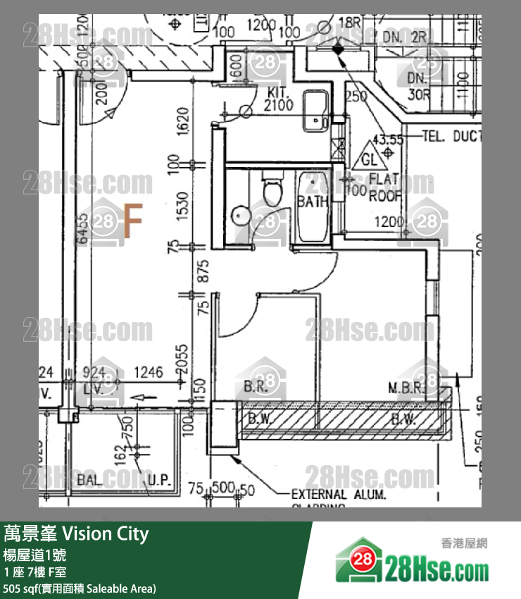 萬景峯 1 座7樓 F室 平面圖