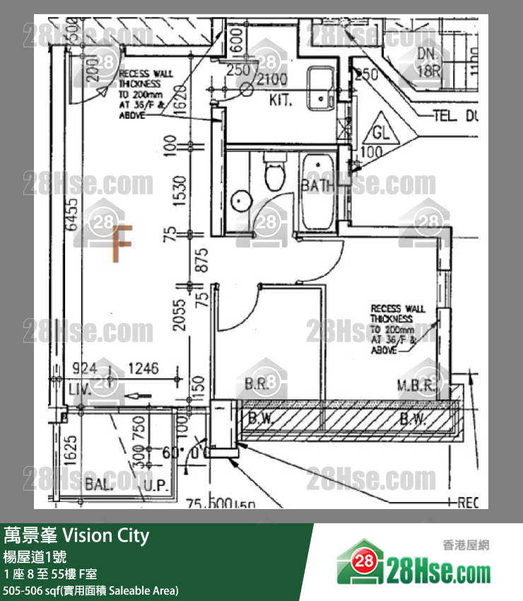 萬景峯 1 座33樓 F室 平面圖