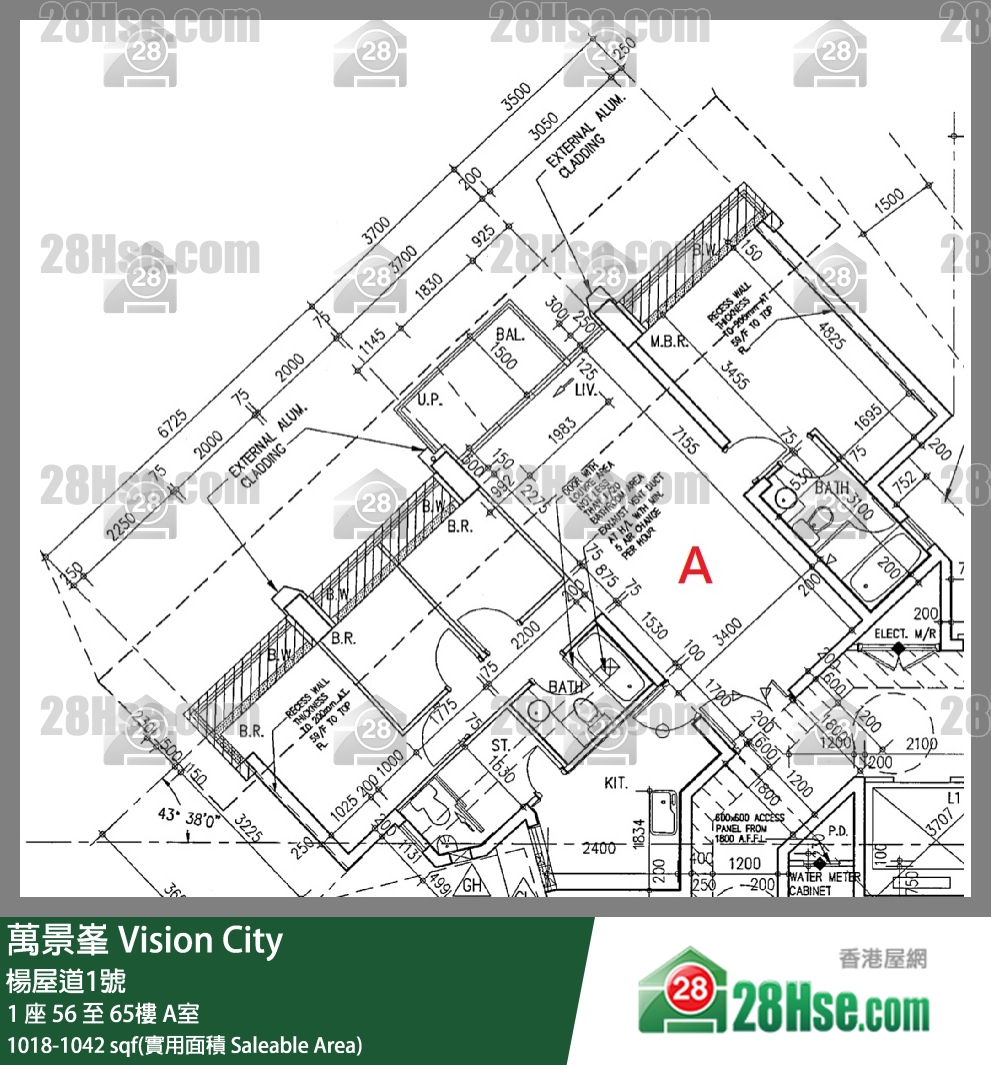 萬景峯 1 座 59樓 A室 平面圖