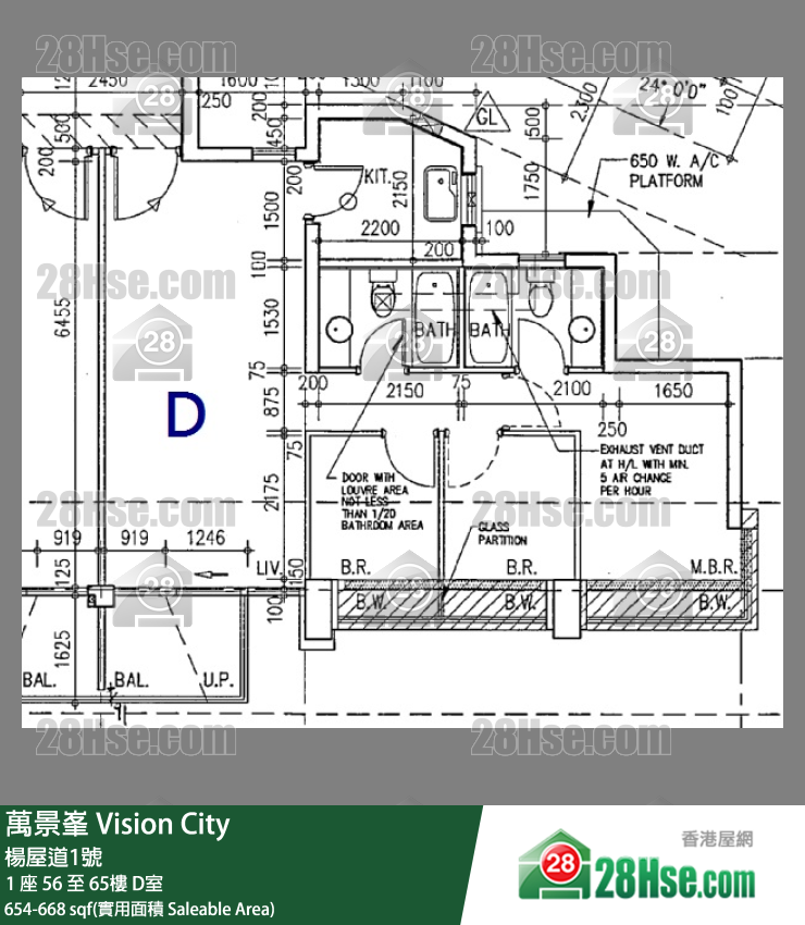 萬景峯 1 座60樓 D室 平面圖