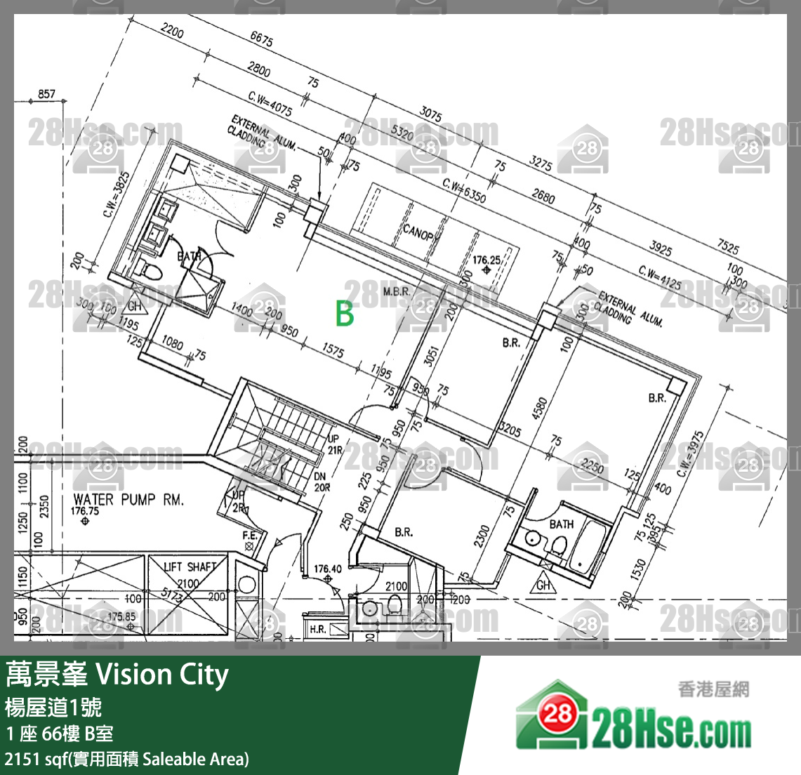 萬景峯 1 座66樓 B室 平面圖