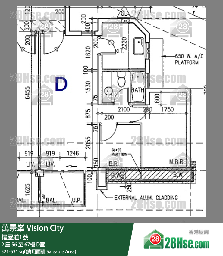萬景峯 2 座66樓 D室 平面圖