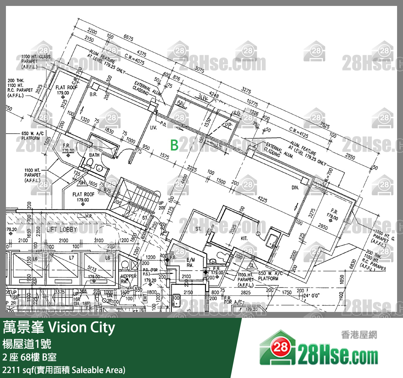 萬景峯 2 座68樓 B室 平面圖