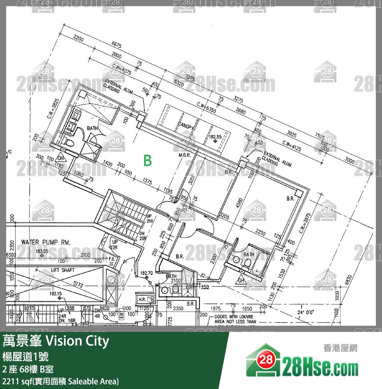 萬景峯 2 座68樓 B室 平面圖