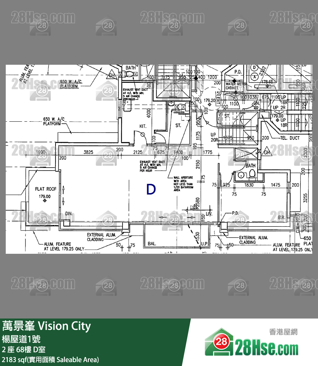 万景峯 2 座68楼 D室 平面图