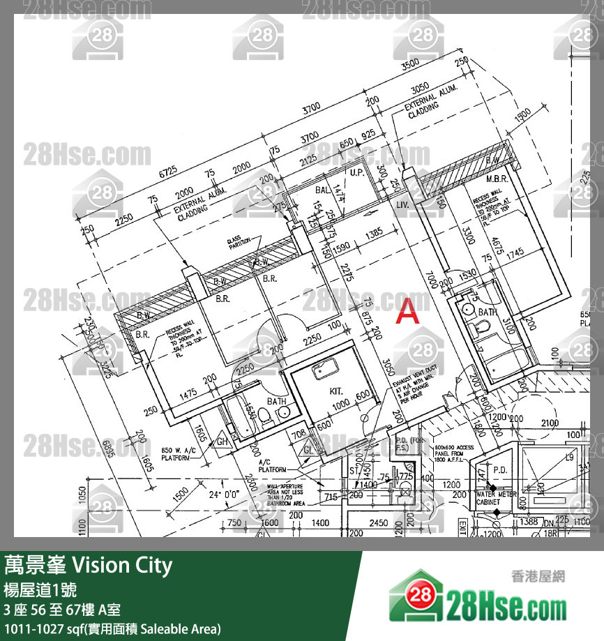 萬景峯 3 座 60樓 A室 平面圖